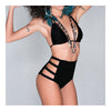 High Waist Swimwear Swimsuit Sexy Vintage Tie Bikini  black  S - Mega Save Wholesale & Retail - 1