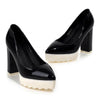 Thick Sole High Heel Thin Shoes Pointed Casual  black - Mega Save Wholesale & Retail - 1