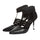 Pointed High Heel Thin Shoes Lepard Print Stone T Shape Lace-up  black - Mega Save Wholesale & Retail - 1