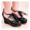Preppy Style Candy Color Lace-up High Platform Thick Sole Thin Shoes Plus Size  black - Mega Save Wholesale & Retail - 2