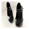 Patent Leather PU Super High Heel Round Double Buckle Plus Size Shoes  black - Mega Save Wholesale & Retail - 2