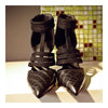 Pointed High Heel Thin Shoes Lepard Print Stone T Shape Lace-up  black - Mega Save Wholesale & Retail - 2