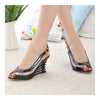 Casual Comfortable Slipsole Peep-toe Sandals Buckle Patent Leather   black - Mega Save Wholesale & Retail - 2