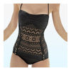 Siamesed Hollow Gauze Bikini Swimwear Swimsuit   black  S - Mega Save Wholesale & Retail - 2