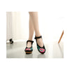 Beautiful Woman Spring Embroidered Shoes in High Heeled Old Beijing Style & Black Ankle Straps - Mega Save Wholesale & Retail - 3