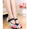 Old Beijing Cloth Black Women Casual Embroidered Shoes for Woman Low Cut National Style with Beautiful Floral Designs & Ankle Straps - Mega Save Wholesale & Retail - 3