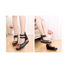 Old Beijing Traditional Chinese Black High Heeled Custom Embroidered Shoes in Slipsole & Ankle Straps - Mega Save Wholesale & Retail - 2