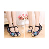 Old Beijing Black Embroidered Cloth Shoes for Women in National Style & Cowhell Sole - Mega Save Wholesale & Retail - 3