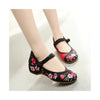 Spring Peach Flower National Style Vintage Embroidered Chinese Mary Jane Shoes for Women in Fashionable Black Shade - Mega Save Wholesale & Retail - 4