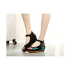 Beautiful Woman Spring Embroidered Shoes in High Heeled Old Beijing Style & Black Ankle Straps - Mega Save Wholesale & Retail - 4