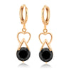 Luxurious Heart Zircon Earrings   gold plated black zircon - Mega Save Wholesale & Retail