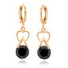 Luxurious Heart Zircon Earrings   gold plated black zircon