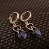 Luxurious Heart Zircon Earrings   gold plated black zircon