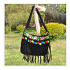 New Winter National Style Embroidery Woman's Single-shoulder Bag Chinese Style Tassel Single-shoulder Bag Messenger Bag 93121   black - Mega Save Wholesale & Retail - 1