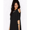 Off-shoulder Short Sleeve Chiffon Dress European Loose Short Skirt black - Mega Save Wholesale & Retail - 1