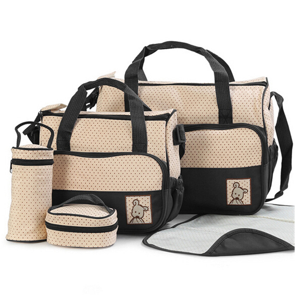 Hot 5pc Baby multifunction Changing Diaper Nappy Mummy Mother Handbag Bags    black - Mega Save Wholesale & Retail - 1
