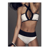 Bikini Set Black White Cross Swimsuit Swimwear  S - Mega Save Wholesale & Retail