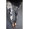 Womens sexy leggings Stretchy fit skin pants trousers Chinese traditional ink Pattern Black and white flower - Mega Save Wholesale & Retail