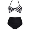 Swimwear Swimsuit Bikini Vintage High Waist Point   black point  S - Mega Save Wholesale & Retail - 1