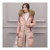 Winter Hooded Middle Long Slim Racoon Down Coat Woman   pink   S - Mega Save Wholesale & Retail - 1
