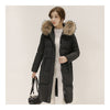 Winter Hooded Middle Long Slim Racoon Down Coat Woman   black   S - Mega Save Wholesale & Retail - 1