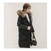 Winter Hooded Middle Long Slim Racoon Down Coat Woman   black   S - Mega Save Wholesale & Retail - 2