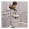 Winter Hooded Middle Long Slim Racoon Down Coat Woman   grey   S - Mega Save Wholesale & Retail - 2