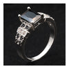 Black Square Zircon Bputique Ring Vintage   platinum plated black zircon 7#