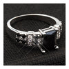 Black Square Zircon Bputique Ring Vintage   platinum plated black zircon 7#