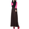 Muslim Motley Loose Long Dress Long Sleeve   rose red   M