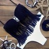Tassel Bikini Leopard Print Swimwear Swimsuit Bathing Suit  black tassel white pants - Mega Save Wholesale & Retail - 1