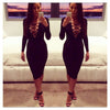 Women Sexy Lace Up Long Sleeve Bandage Club Bodycon Party Cocktail Pencil Dress Black - Mega Save Wholesale & Retail - 1