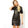 Sexy Women Autumn Winter Dress Short Sleeve Knitted Leather Patchwork Black Dresses Straight Mini Casual Dress S - Mega Save Wholesale & Retail - 1