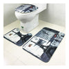 Toilet Seat Carpet 3pcs Set Coral Fleece Ground Mat black tower - Mega Save Wholesale & Retail - 1