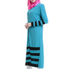 Muslim Long Sleeve Knit Long Dress   lake blue - Mega Save Wholesale & Retail - 2