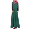 Muslim Long Dress Floor-length Splicing   green