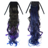 3 Colors Wig Horsetail Colorful Highlights   natural black+dark purple+sapphire