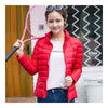 Woman Stand Collar Thin Light Down Coat Slim   red    S - Mega Save Wholesale & Retail - 2