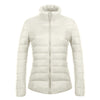 Woman Stand Collar Thin Light Down Coat Slim   cream white   S - Mega Save Wholesale & Retail - 1