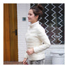 Woman Stand Collar Thin Light Down Coat Slim   cream white   S - Mega Save Wholesale & Retail - 2