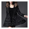 Fake Racoon Fur Collar Slim Long Down Coat   black  S - Mega Save Wholesale & Retail - 2