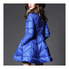 Fake Racoon Fur Collar Slim Long Down Coat   blue   S - Mega Save Wholesale & Retail - 4