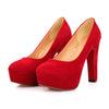 Super High Heel Platform Round Low-cut Fluff Women Thin Shoes Plus Size   red - Mega Save Wholesale & Retail