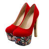 Sexy Super High Heel Plus Size Round Low-cut Dull Polish Thin Shoes  red - Mega Save Wholesale & Retail