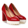 Thick Sole High Heel Thin Shoes Pointed Casual  red - Mega Save Wholesale & Retail