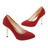 Women Superior Dull Polish Fluff Thin High Heel  red