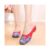 Old Beijing Cloth Shoes in National Embroidered Slipsole Style Red Shade with Round Toe Shape - Mega Save Wholesale & Retail - 1