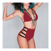 High Waist Swimwear Swimsuit Sexy Vintage Tie Bikini  red  S - Mega Save Wholesale & Retail - 1