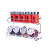 9 Canister Metal & Glass Spice Shakers Glass Jars 2 Tier Wire Rack Display    red - Mega Save Wholesale & Retail - 1