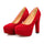 Super High Heel Platform Round Low-cut Fluff Women Thin Shoes Plus Size   red - Mega Save Wholesale & Retail - 1